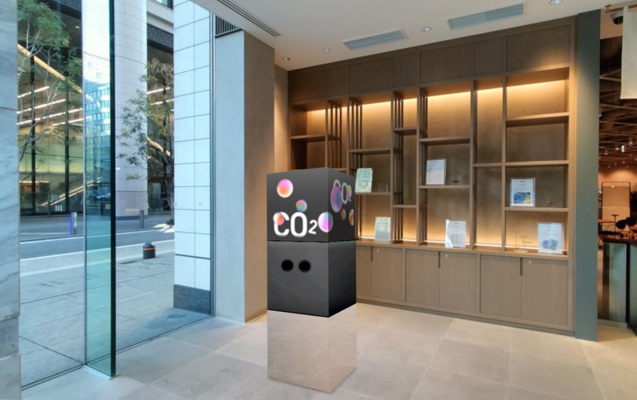 CO2 吸収装置の実演と CO2 由来セラミックスの展示商談会を開催